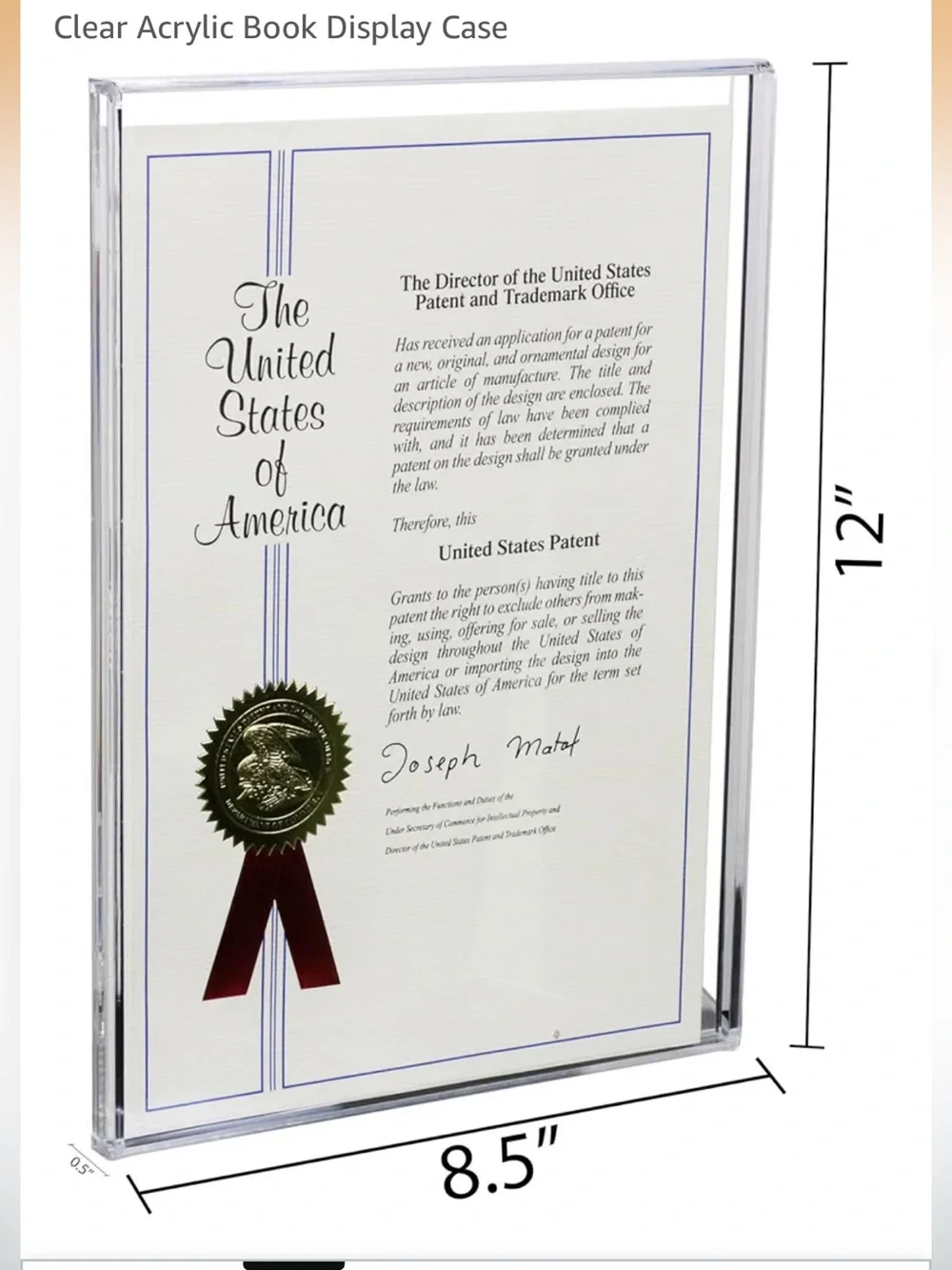 Clear Acrylic Document frame / display case brand new
